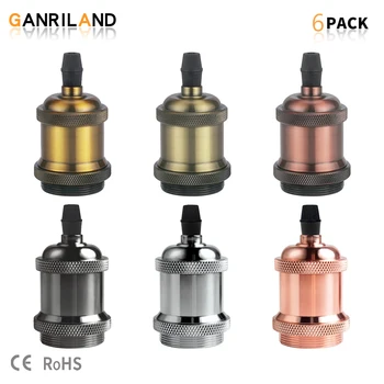 GANRILAND 산업용 레트로 램프 홀더 베이스, 빈티지 피팅, 펜던트 천장 고정 장치, 전구 램프 홀더, E26, E27, 110V, 220V, 6 개