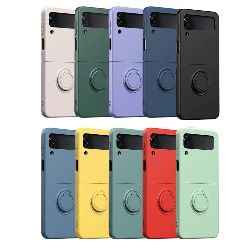 Liquid Silicone Case For Samsung Galaxy Z Flip 3 5g Ring Holder Flip Cover Full Protective Phone Fundas 12 Colors Flip3 Coque Mobile Phone Cases Covers Aliexpress