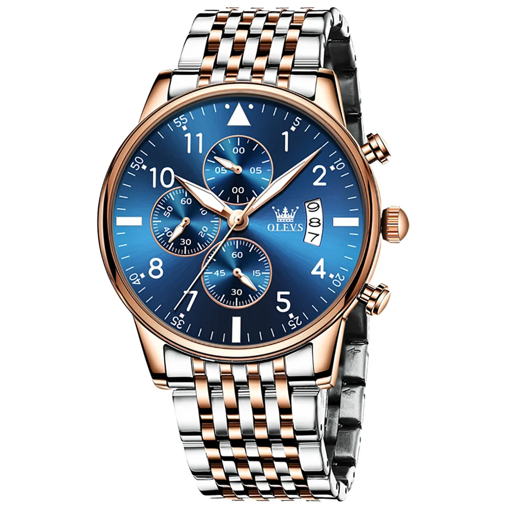 

TAXAU Business Watch for Men Top Brand Stainless Steel Waterproof Men‘s Sports Luminous Chronograph Original Quartz Wristwatches