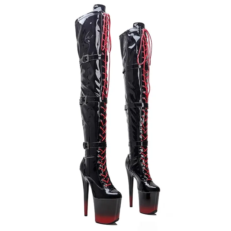 

Auman Ale New 20CM/8inches PU Upper Sexy Exotic High Heel Platform Party Women Boots Nightclubs Pole Dance Shoes 243