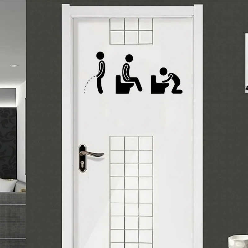 Description Picture 4 of itemFunny Toilet Sign Stickers Cute WC Stickers Bathroom Door Decor Washroom Wall Decals Art Waterproof Creative Wall Vinyl Posters