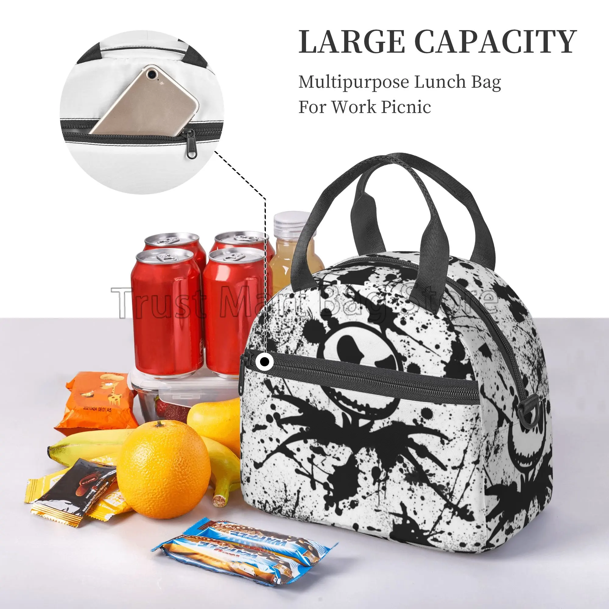 Halloween Skeleton Portable Thermal Lunch Bag Insulated Lunch Box