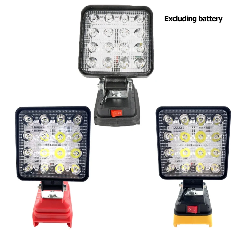Cordless LED Work Light Flashlight Outdoors Flood Lights Makita DeWalt Milwaukee 18V Lithium Battery Camping Hiking Lighting