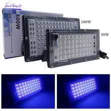 50W 100W UV Flood Light 110V 220V UV Glue Curing Purple Lamp Ultraviolet LED Black Lights Blacklight Fixtures Glow In The Dark