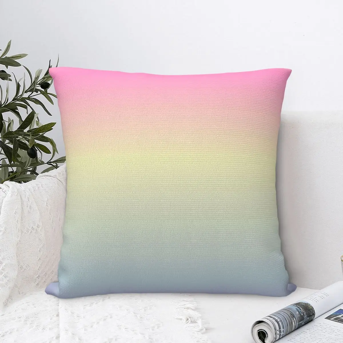 

Girly Easter Colorful Pink Yellow Ombre Pillowcase Solid Colour Art Backpack Cushion For Sofa Throw Pillow Case Decorative