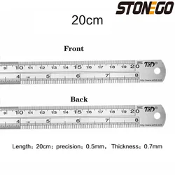 Premium Stainless Steel Ruler Set with Dual - Sided Precision Markings - 6 to 20 Inches (20cm)