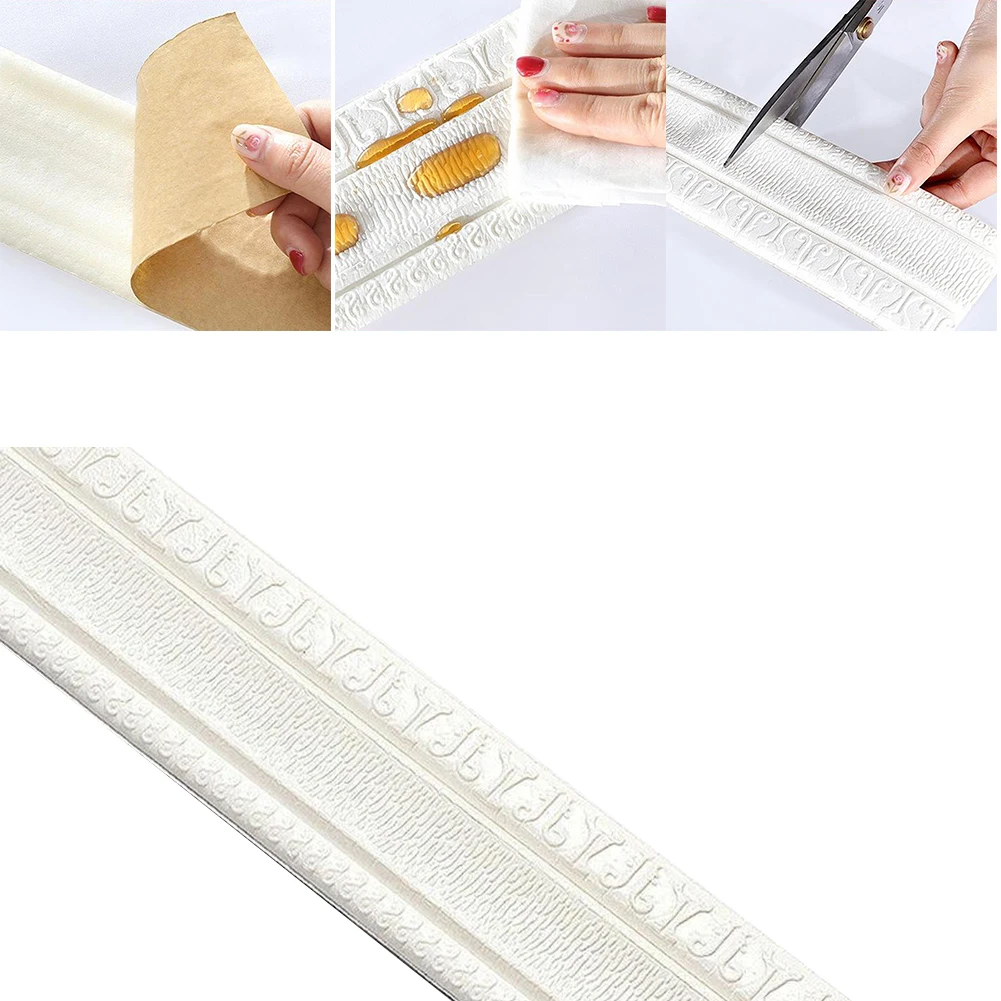 

2.3M Self Adhesive Wall Trim Line Living Room Skirting Border 3D Embossing Decorations Sticker Wallstick Waterproof 8cm X2.3m