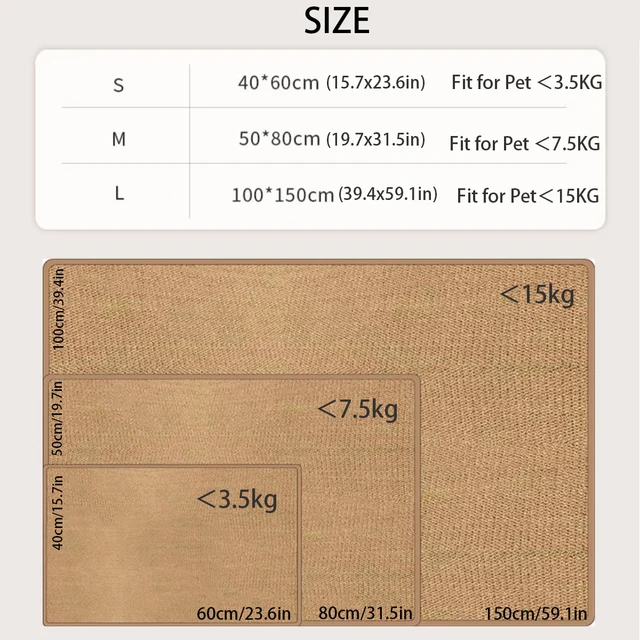Large Cat Scratching Mat Carpet Non-Slip Pet Bed Mat Sofa Protector Cat Scratcher Anti-Scratch Furniture Protector for Cats 2