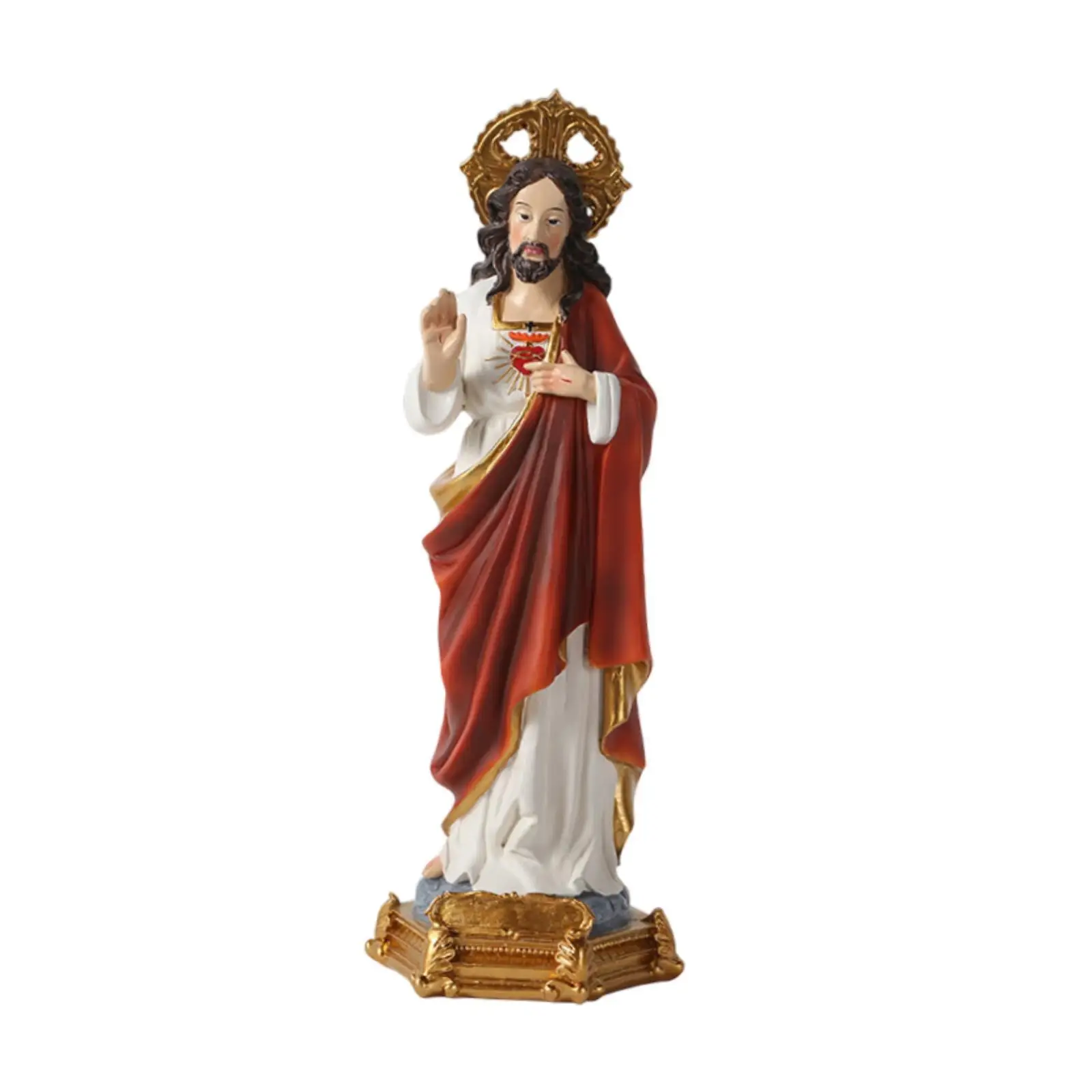Holy Jesus Statue Home Decor Elegant Resin Craft Ideal Gift Catholic Sculpture for Tabletop Indoor Outdoor Living Room Desktop