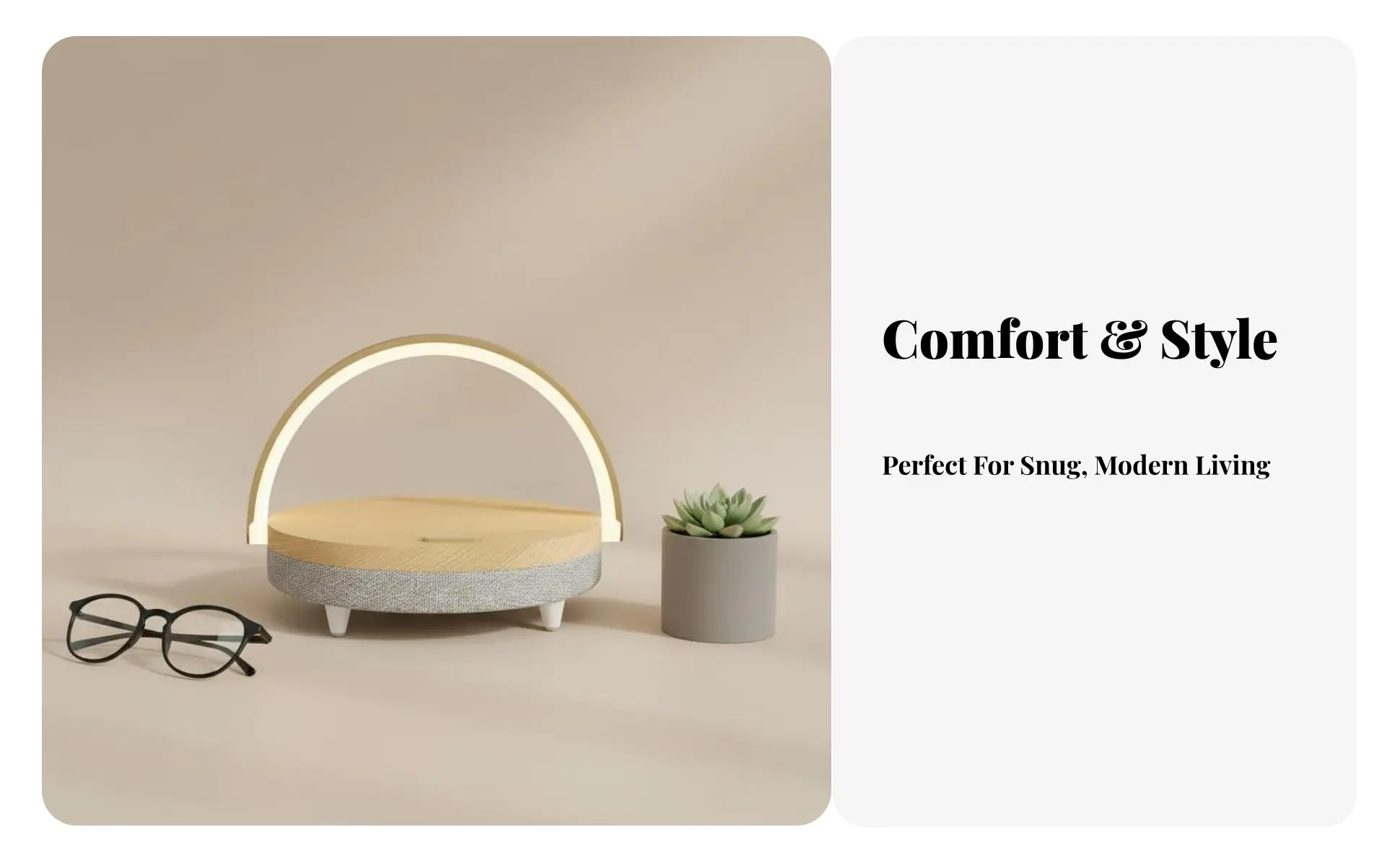 Nordic Minimalist Bedside Lamp with Charging, Night Light Speaker Table Lamp for Bedroom Ambience, Adjustable Brightness