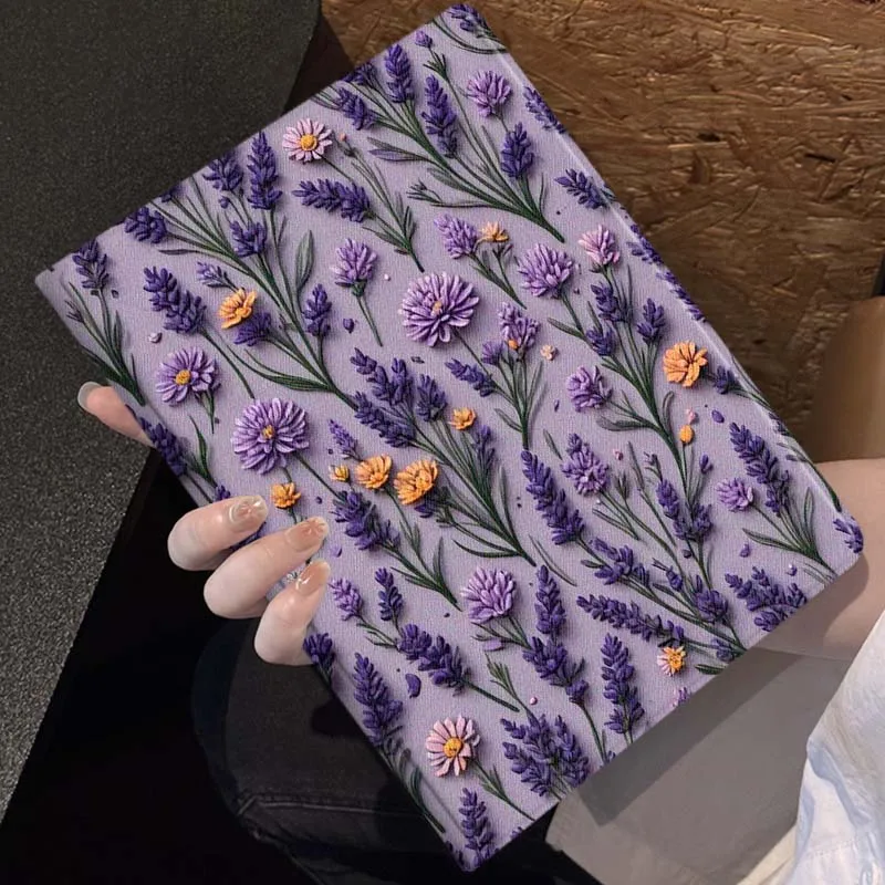 Cartoon Purple Flowers Soft Tablet Case