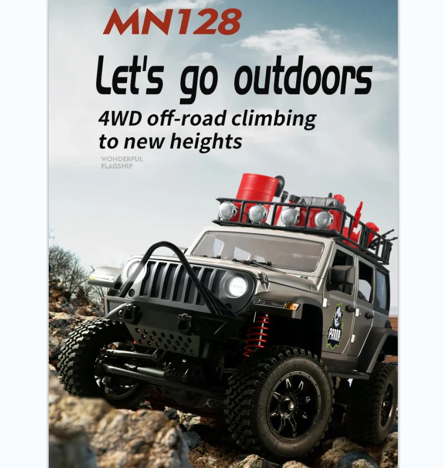 1/12 MN128 RC 자동차 4WD 지프 모델 2.4G 리모컨 LED 라이트 4X4 오프로드 4WD 클라이밍 RC 트럭 전기 장난감 자동차 소년 선물