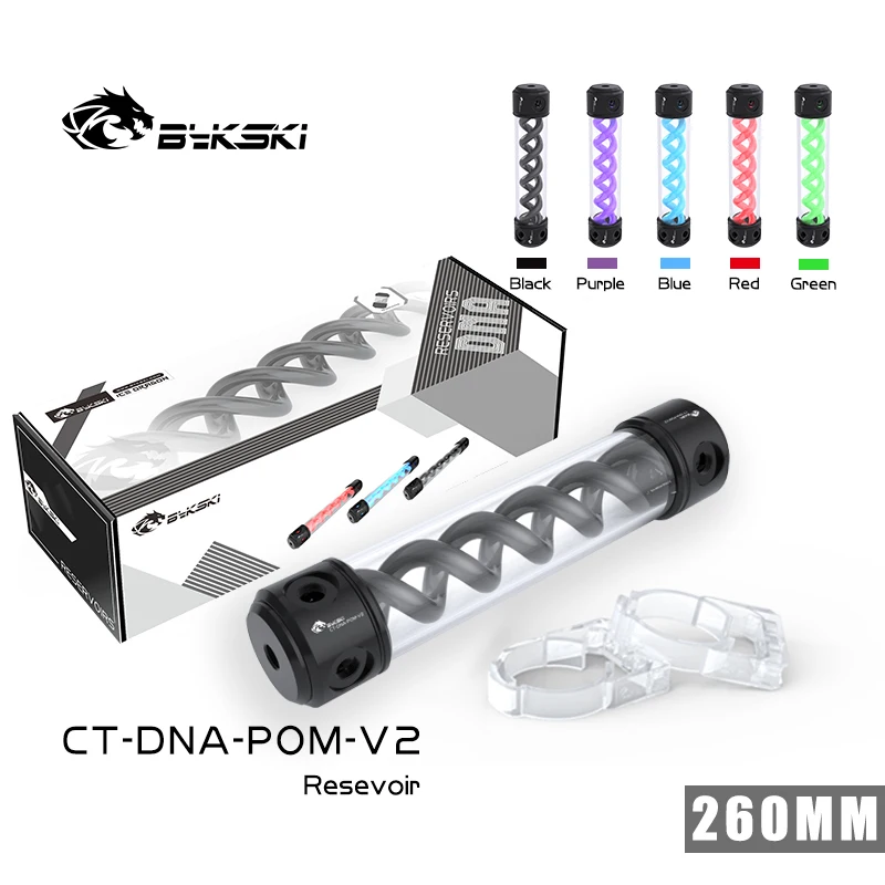 Bykski-tanque Cilíndrico do T-vírus Reservatório Preto de Pom Refrigerar de Água do pc Rgb Ct-dna-dna Pom-v2 12v 5v 190 mm 260 mm - Imagem 3