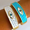 Classic 18K Gold Color Stainless Steel Colorful Enamel Lucky Turkish Evil Eye Open Cuff Charm Bangle Bracelets For Women Jewelry 1