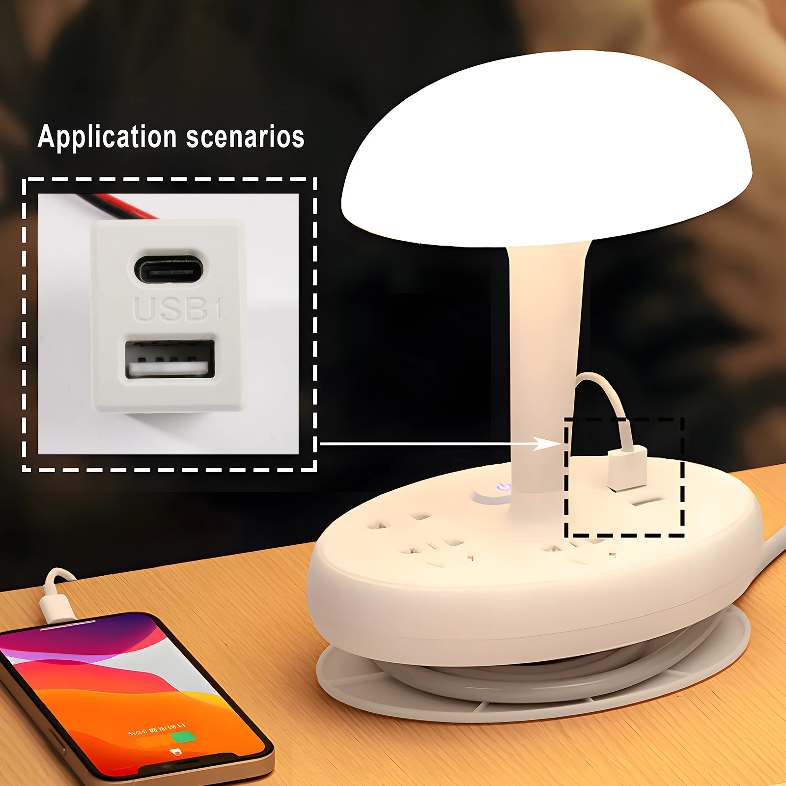 Double Layer Usb Female Base Type-C Socket and Female USB Lamp Charging Socket Power With Cable Connector power plug socket