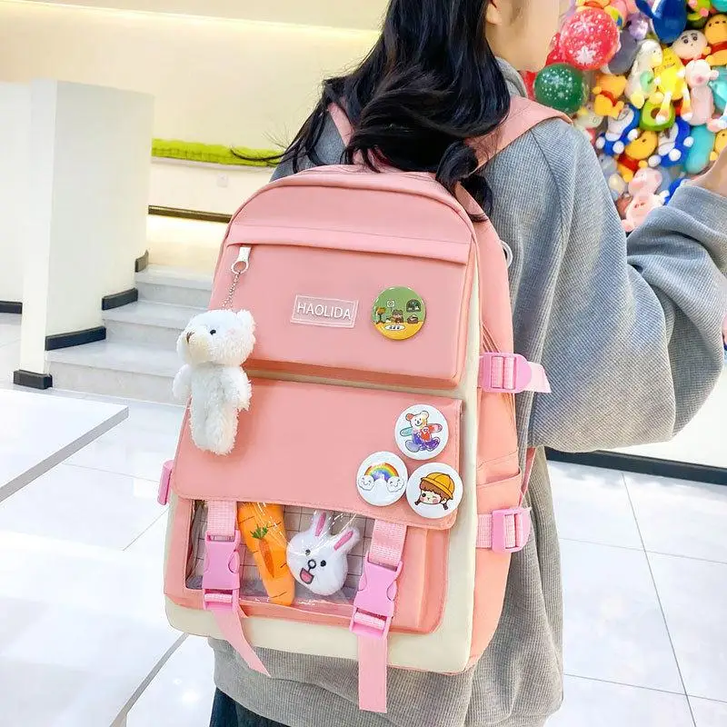 2026 New Large Capacity Backpack Lightweight Double Shoulder Bag Five-Piece Set for Primary And High School Girls Student Bag 3