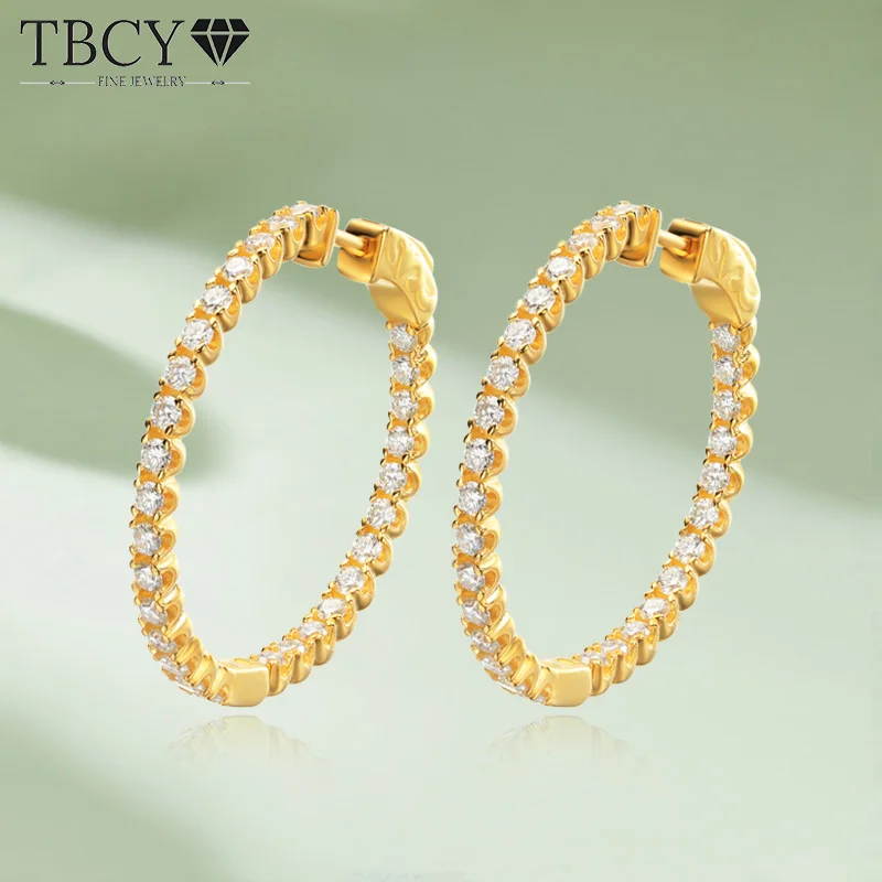 

TBCYD 2mm 1.74cttw D Color Moissanite Big Hoop Earrings For Women S925 Silver Diamond Huggie Earrings Party Exaggerated Jewelry