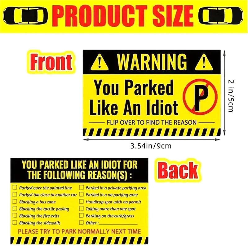 Parking Violation Cards 50 Pieces Bad Parking Cards Multi Violation Reasons
