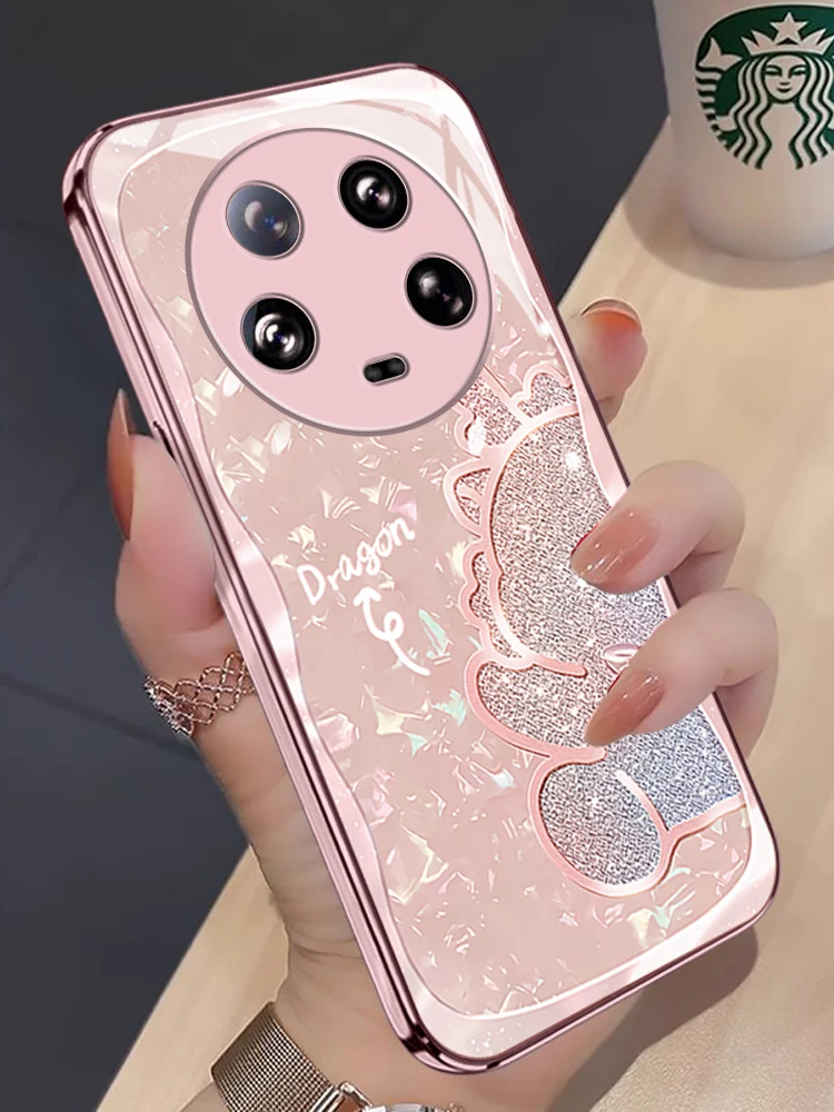 Diamond Xiaomi 14 Ultra Phone Case New Xiaomi14Ultra Thin Cover Protettiva Per Xiaomi Simple Metallic Paint Glass