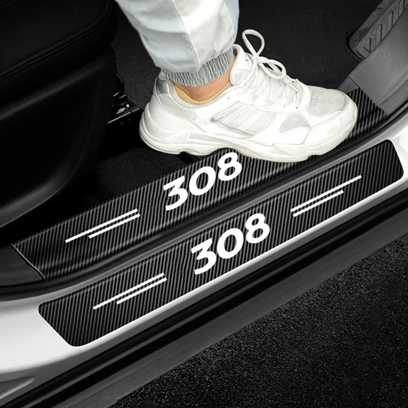 Per Peugeot 308 Badge Auto Door Soglia Strip Tape Impermeabile Protect Film Accessori Tronco Davanzale Trim Sticker Auto Styling
