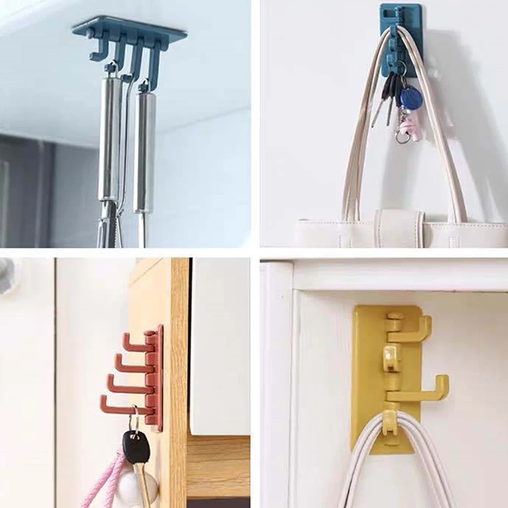 Behind The Door Clothes Hook Save Space Strong Adhesive Convenient Best Seller Functional Popular Nailless Hook 4 Hooks Up