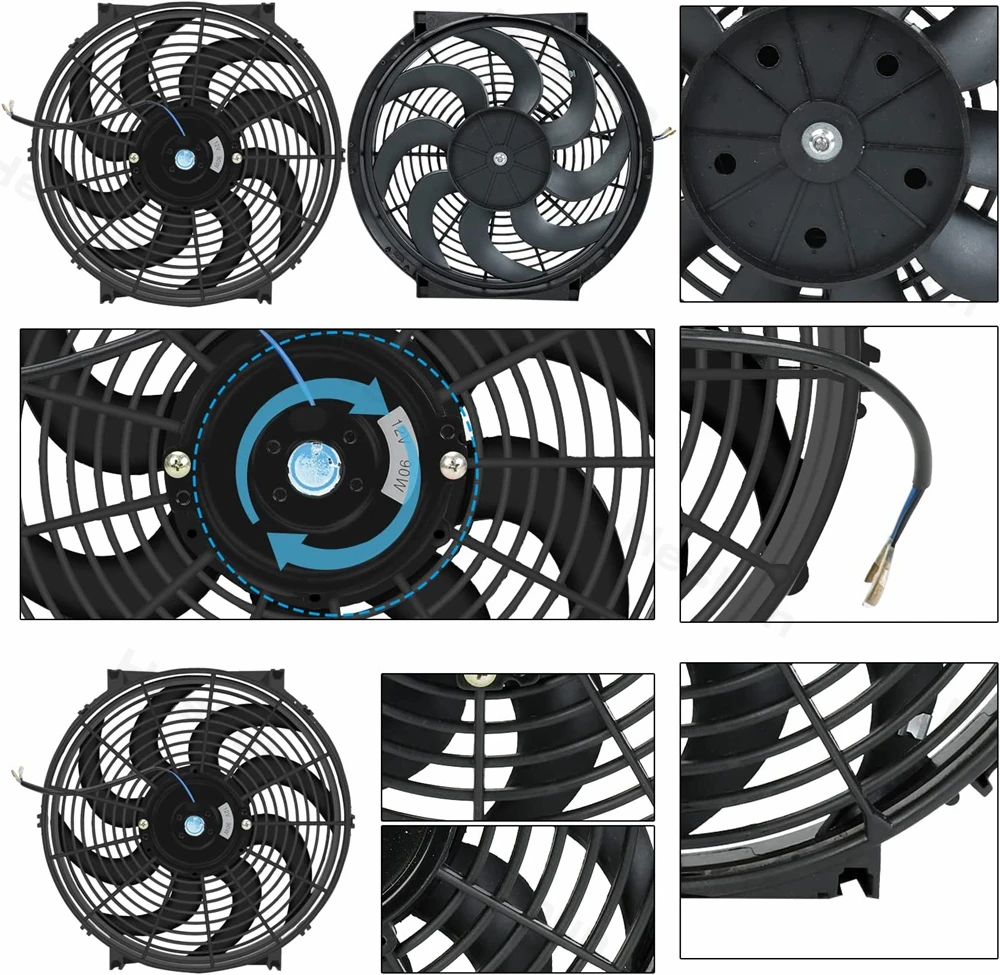 Slim Fan Push Pull High Performance Electric Radiator Cooling Fans 8/10/12/14/16 Inch 12V 80W 2100RPM Mount Kit Unversal electric fan