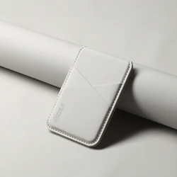 Luxury Leather Magnetic Card Holder with RFID Protection (Gray White)