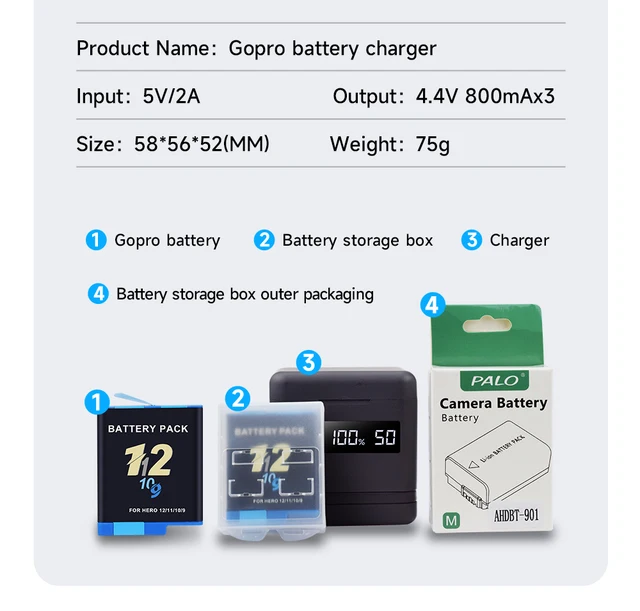 1 Paquet) Batterie De Rechange 2000 MAh Pour GoPro Hero 12