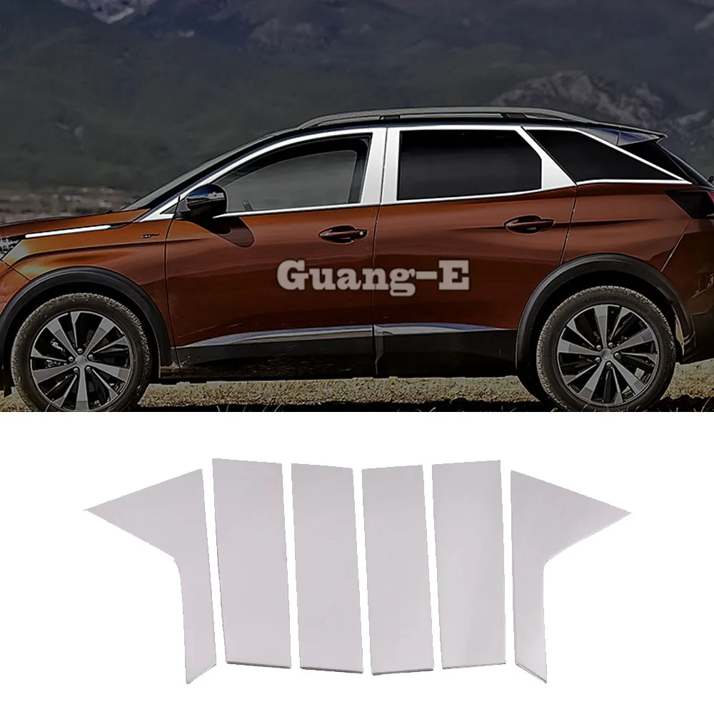For Peugeot 3008 GT 3008GT 4008 Car Stainless Steel Garnish Pillar Window Middle Strip Trim Frame Lamp