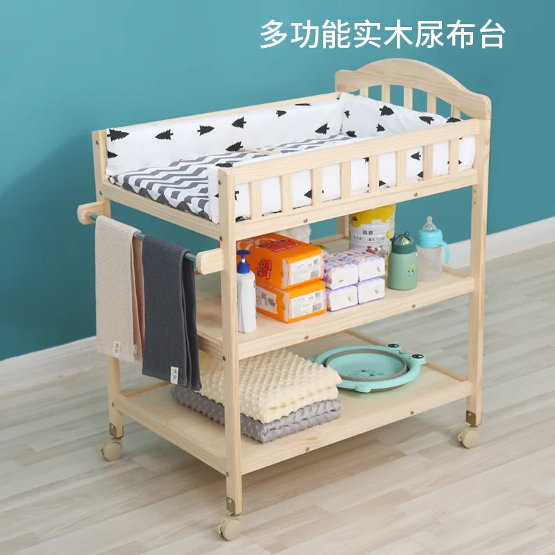 Multi Functional Solid Wood Diaper Table for Newborn Baby BB Care Diaper Changing Operation Table Massage Touch