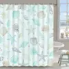 Nautical Coastal Shower Curtains Starfish Seashell Coral Reef Tropical Ocean Beach Marine Life Fabric Bathroom Decor with Hooks 4