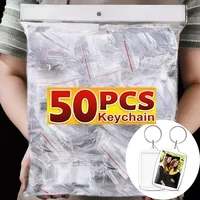 5/50pcs Transparent Rectangle Blank Clear Acrylic Insert Photo Picture Frame Keyring Keychain DIY Split Ring Key Chain 2035 3