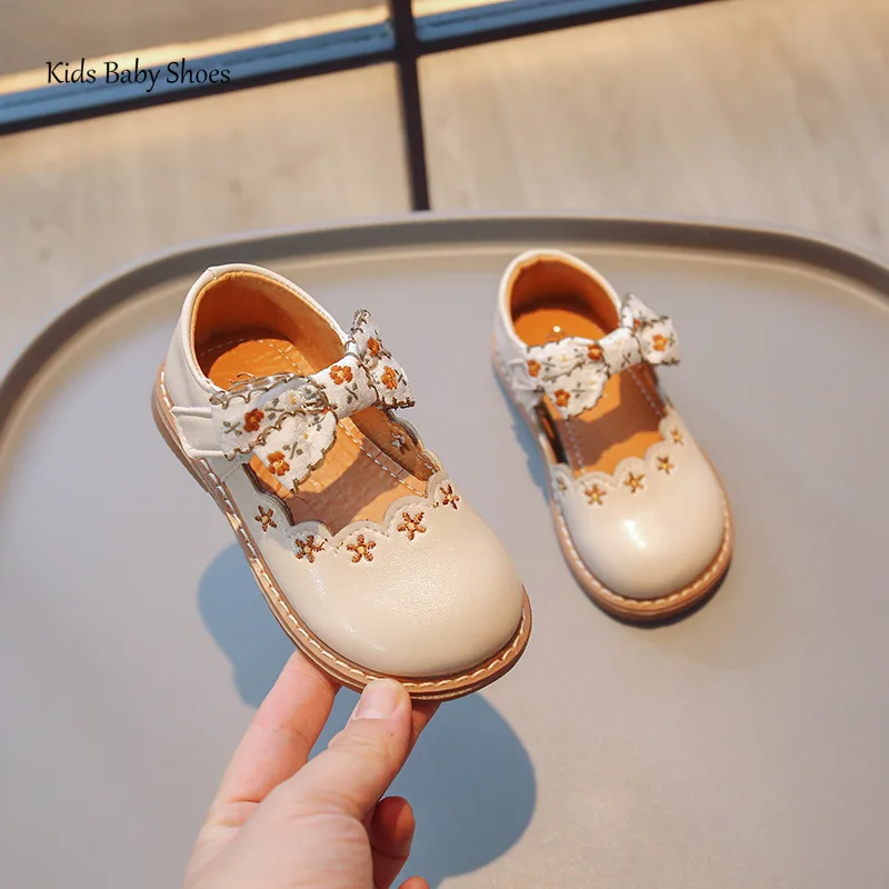 Spring Summer Girls Soft-soled Anti-slip Princess Shoes Baby Breathable PU Leather Bow Children Loafer leather shoes girls shoes girls flats