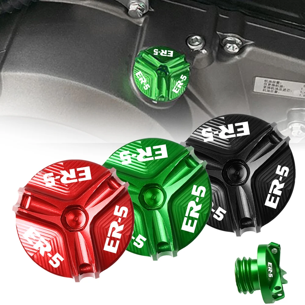 

Motorcycle Accessories Engine Oil Cup Plug Cover For KAWASAKI ER5 ER-5 2004 2005 ER 5 Oil Filler Drain Plug Sump Nut Cap Screws