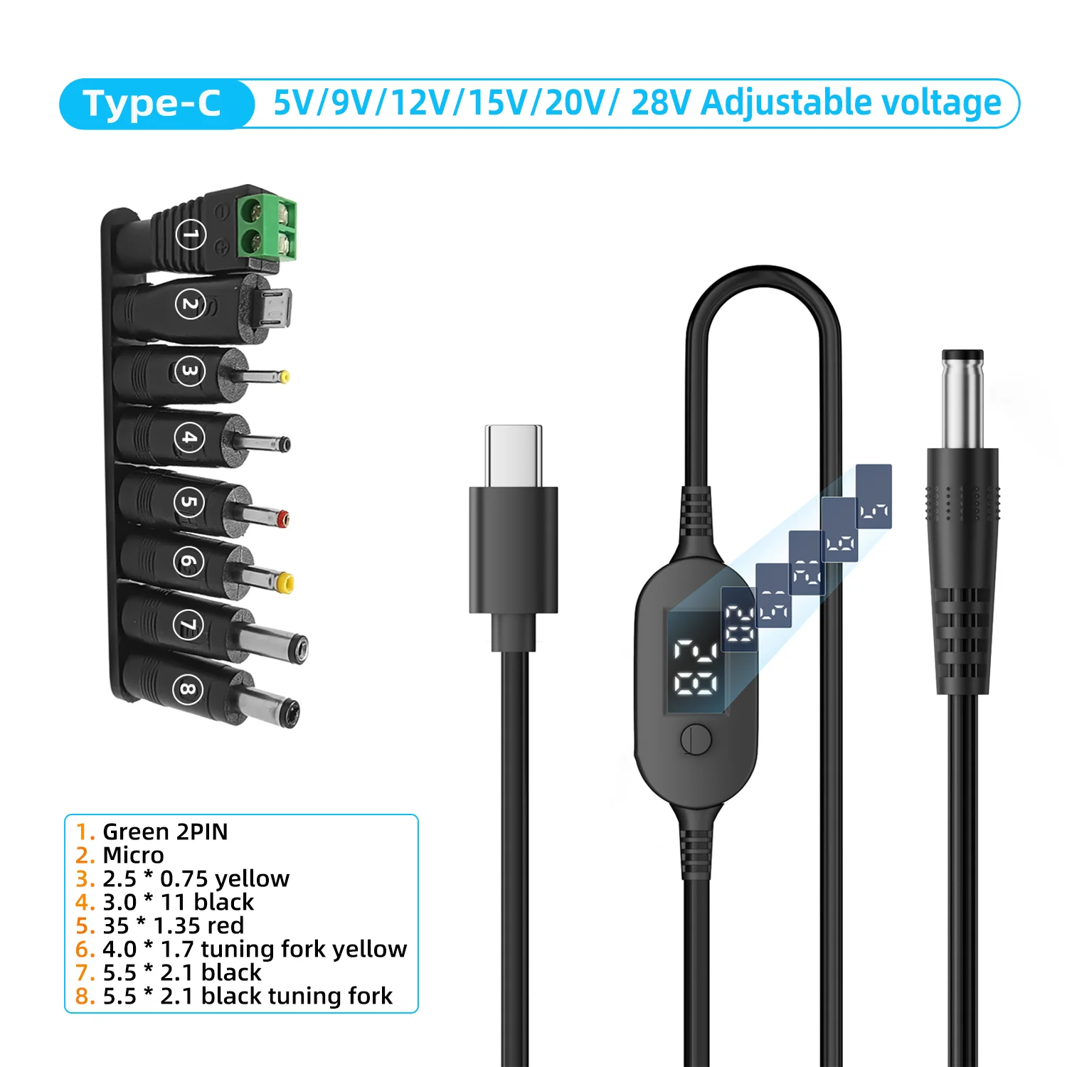 ตัวเลือกสินค้า สายแปลงไฟ USB-C ปรับแรงดันได้ 140W สำหรับแล็ปท็อปและอุปกรณ์อิเล็กทรอนิกส์