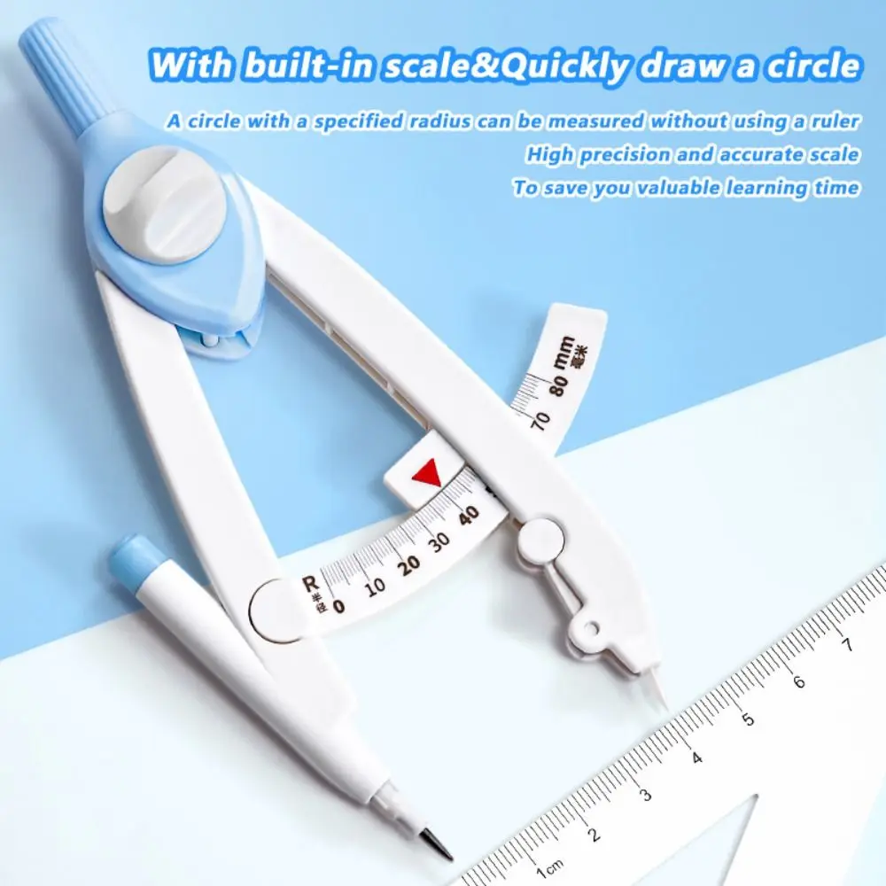 1-13cm 직경 디지털 디스플레이 컴퍼스, 6개 리필 포함, 학생용 컴퍼스, 프레스 타입 도면용 원형 도구, 선물용
