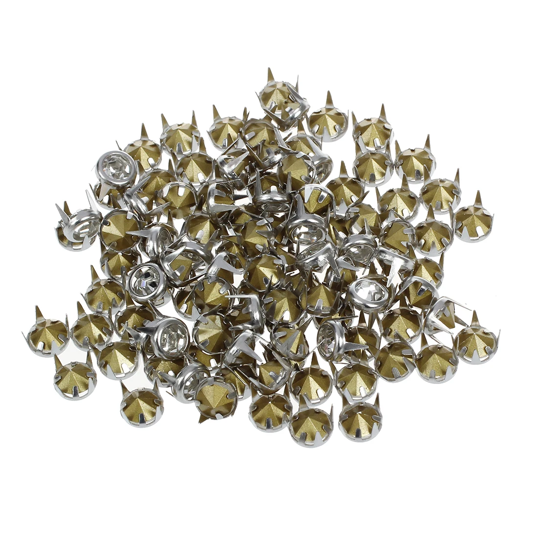 100X7Mm Metallo Strass Borchie In Argento Borchie Rotonde Rivetti In Cristallo