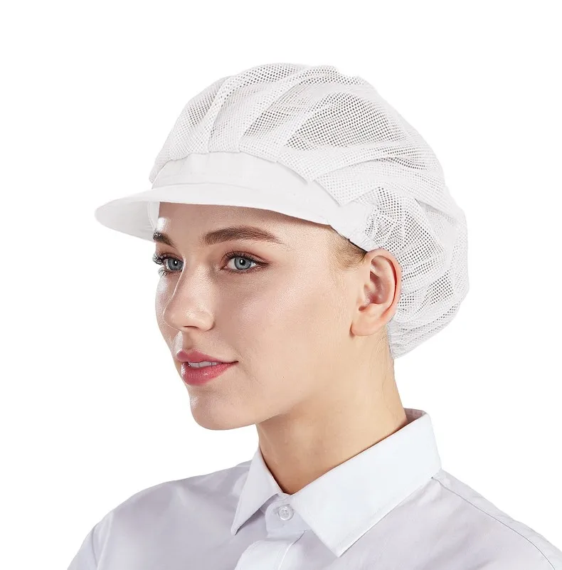 Atmungsaktive Mesh-Kappe für den Lebensmittelservice, Unisex-Küchenarbeitshut für Köche und Arbeiter in der Lebensmittelindustrie – Detail 2