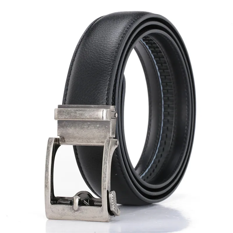 

LannyQveen New Genuine Leather Belt Men's Automatic buckle belts cowhide Belt for men High quality