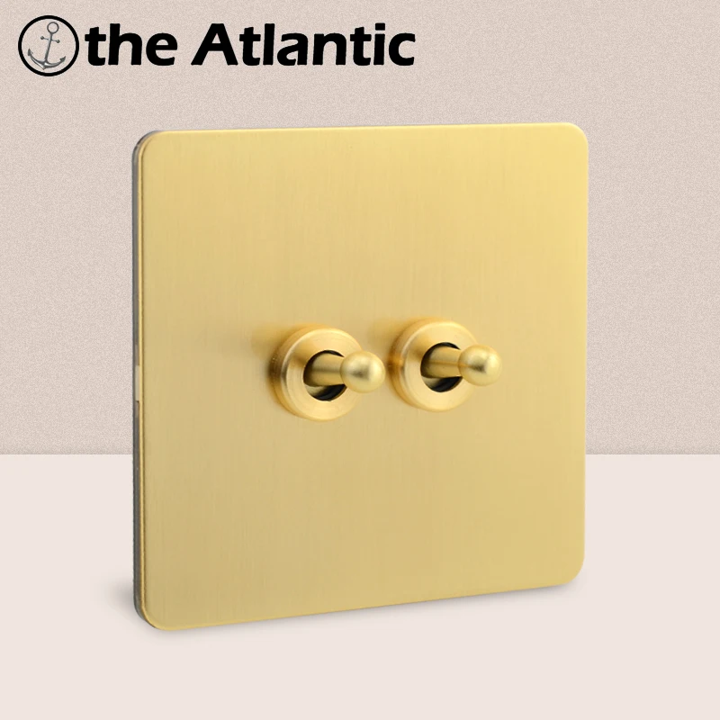 Eu FR Gold Retro Toggle Wall Light Switch Electrical Plug Outlets Socket with USB TV RJ45 220V