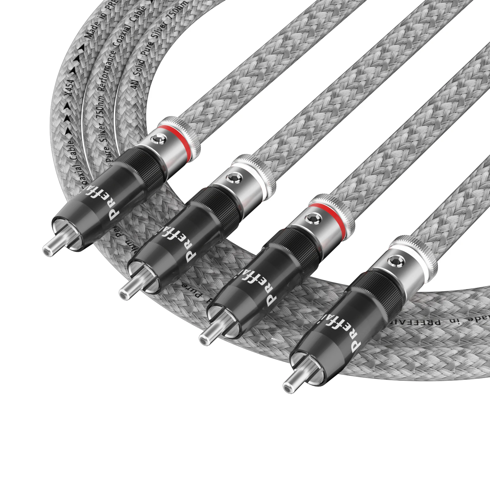 New Preffair 99.998% Pure Silver RCA Cable HiFi Audio