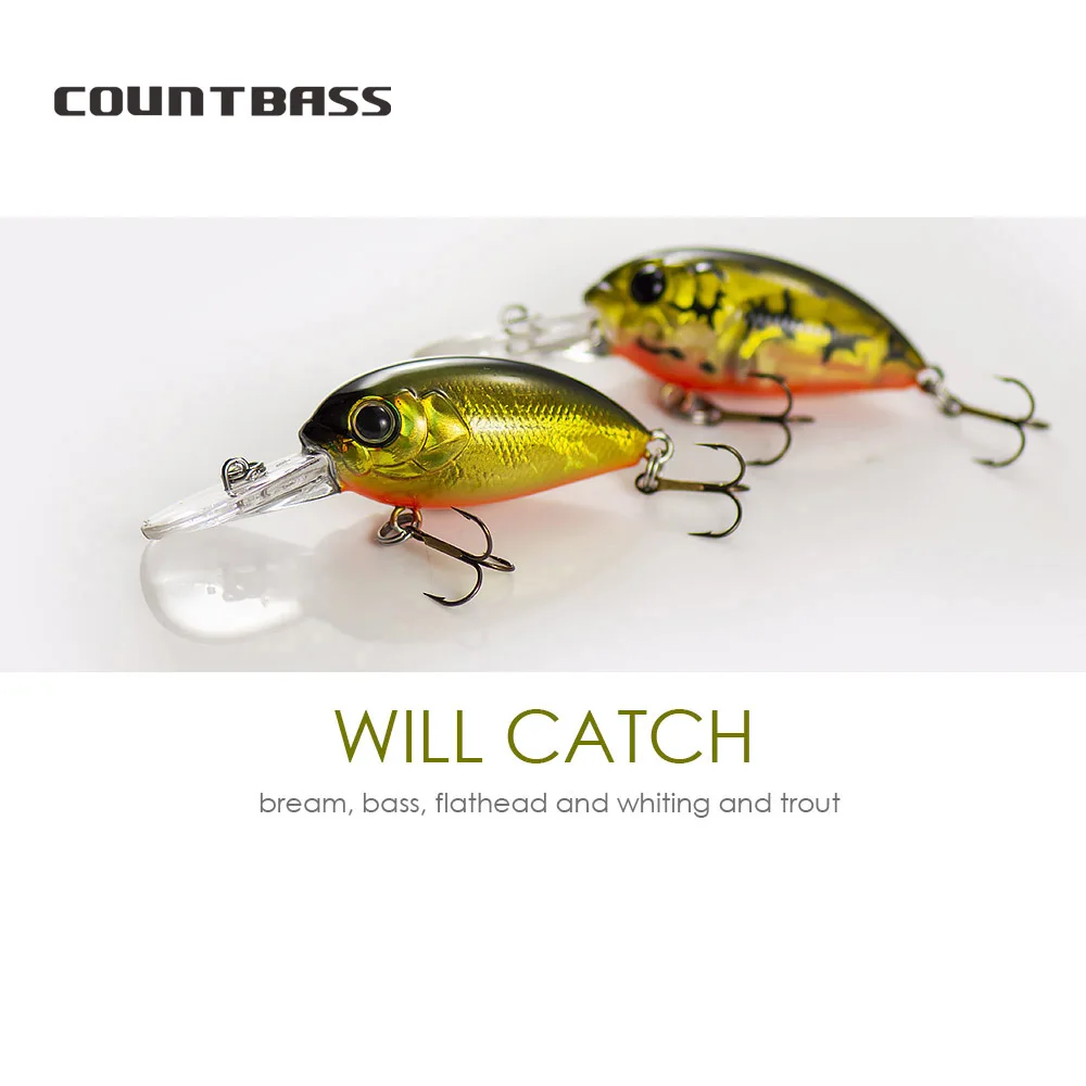Countbass Crank 39mm 1-1/2" 4.5g 5/32 oz Dive 1-1.2m Deep Diver VMC Hooks Hardbaits Fishing Lures Crankbait Wobblers