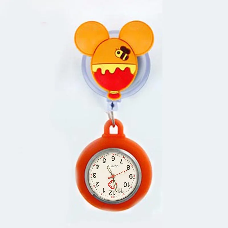 Retractable Cartoon Pattern Nurse Doctor Pocket Watch Hang Clips Colourful Hospital Medical Women Mens Badge Reel