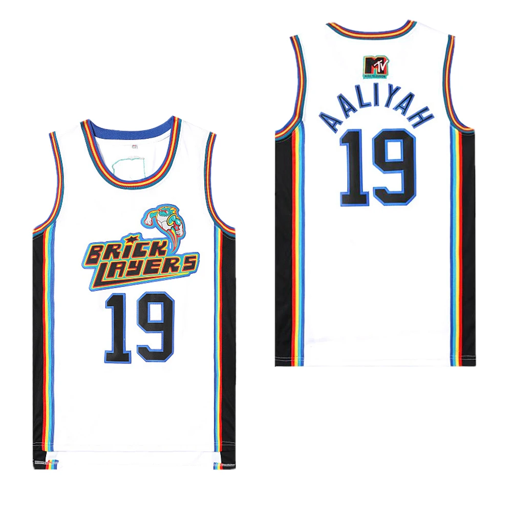 Basketball jerseys BRICKLAYERS 19 AALIYAH Sewing embroidery Outdoor sportswear Hip hop white Sweat absorption breathable