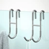 Shower Door Hook Stainless Steel Over Frameless Glass Hanger Bath Towel Clean Ball Squeegee Holder Rack S-Shape Drilling-Free 3
