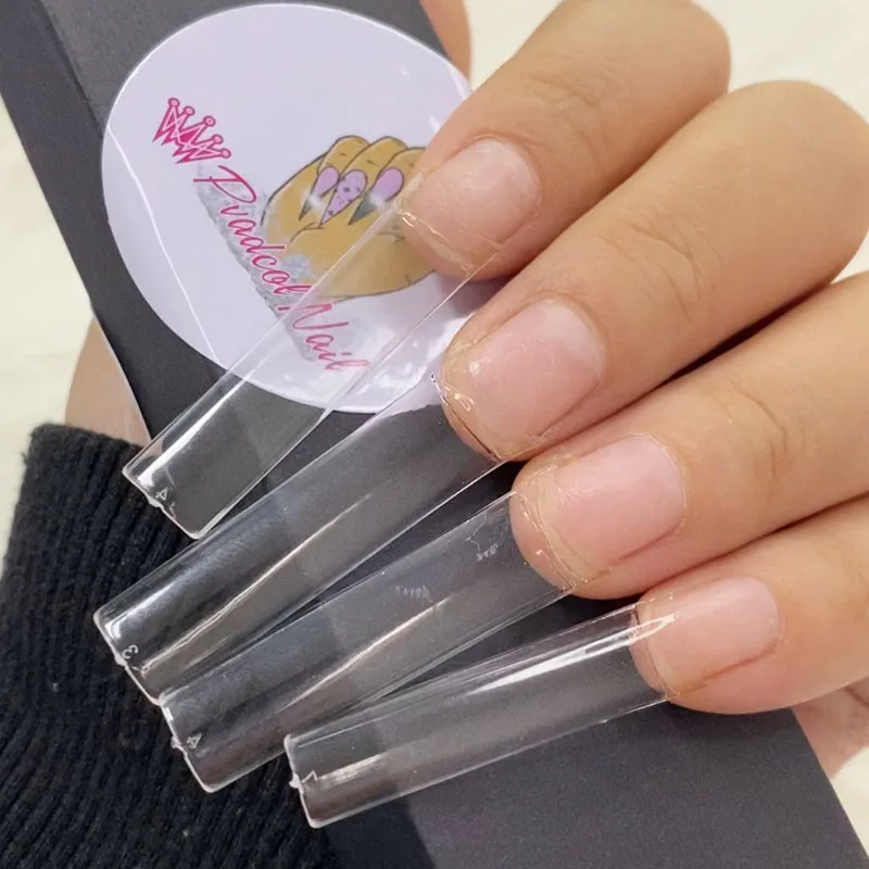 Puntas de uñas acrílicas largas XXL planas, cuadradas, planas, no C,  curvas, media cubierta, herramienta de manicura, 500 piezas - AliExpress  Belleza y salud