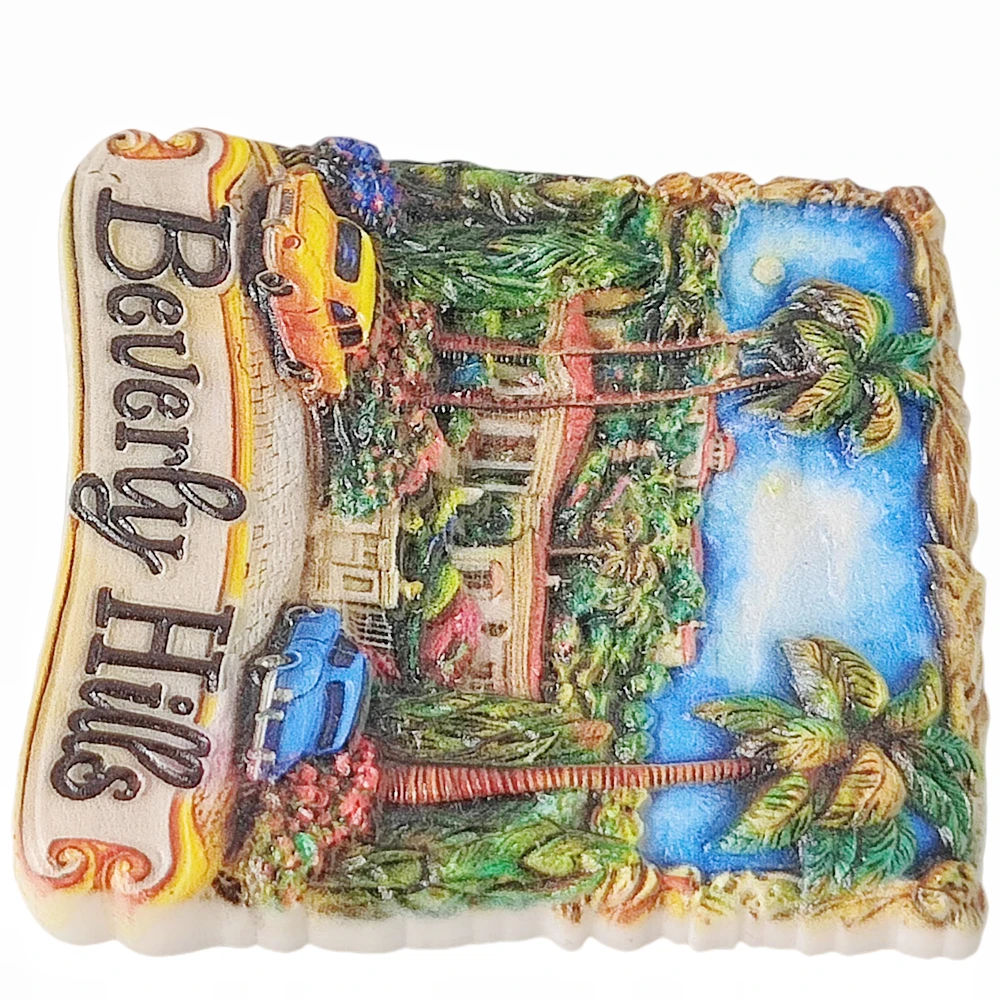 Los Angeles USA 3D Beverly Hills Magnete per frigorifero Regalo souvenir, Collezione di decorazioni per la casa con magnete per frigorifero USA fatto a mano in resina