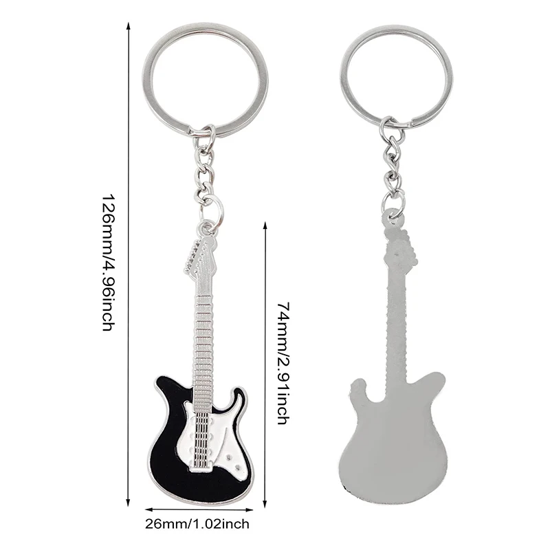 120Pcs Alloy Guitar Keychain Mini Guitar Keyring Electric Guitar Key Holder Instrument Keychain for Music Lovers