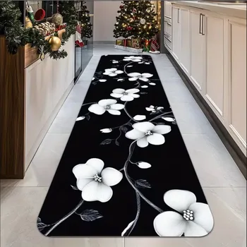 Ink Floral Runner Rug 1