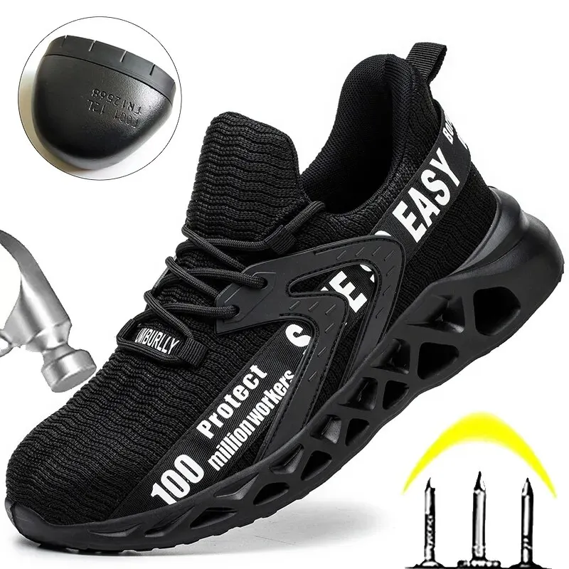 Plus Size Men Safety Boots With Steel Toe Cap Anti-smash Work Sneakers Safety Shoes Indestructible Men Work Boots Hiking Shoes